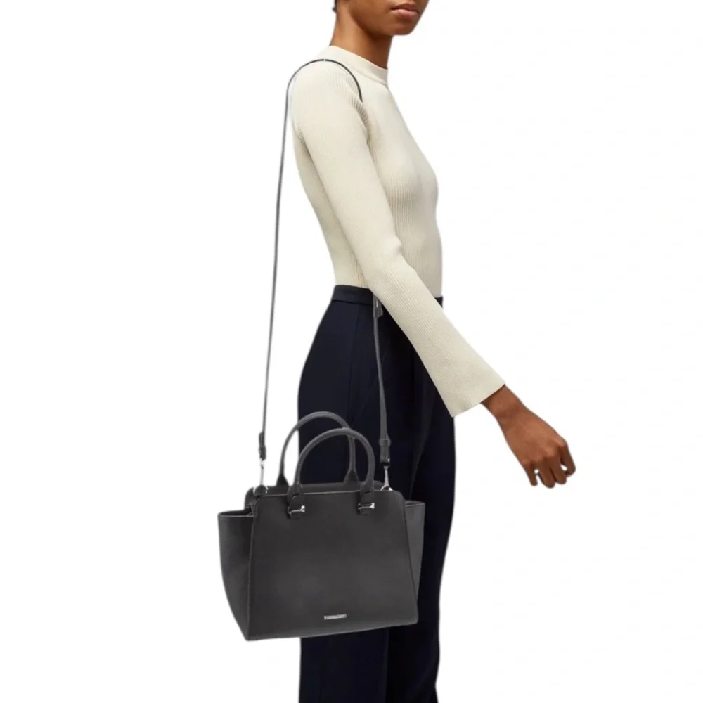 Rebecca Minkoff Black Leather Top Handle Satchel Crossbody EUC